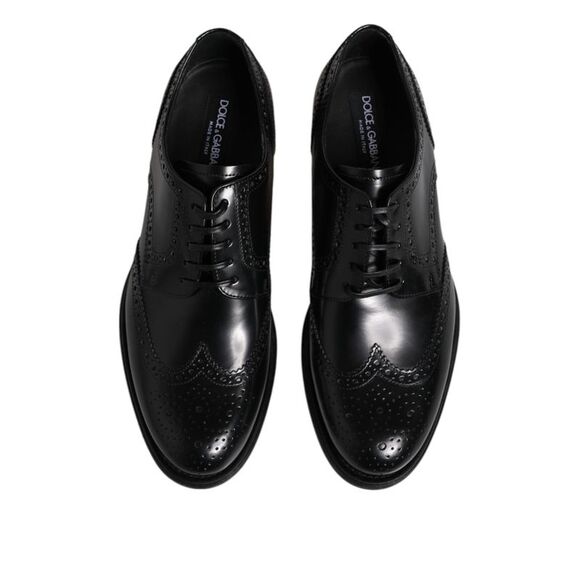 Dolce & Gabbana Black Leather Derby Wingtip Formal Men's Shoes